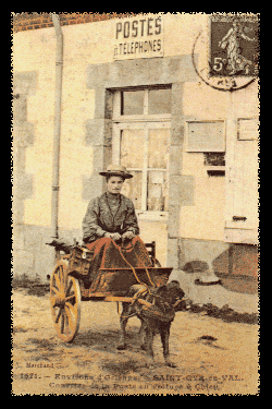 La célèbre postière de St Cyr en Val aux commandes de sa voiture à chien